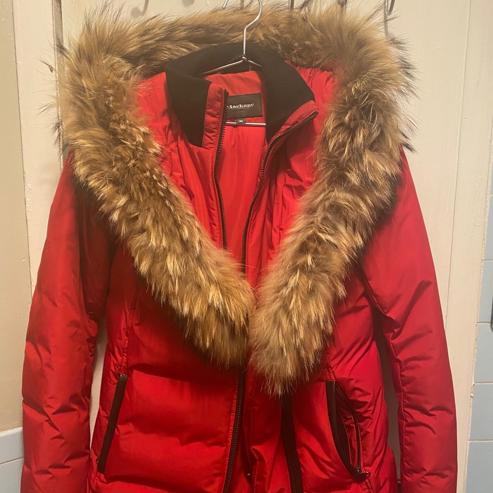 Cherry Red Mackage Adali Coat.